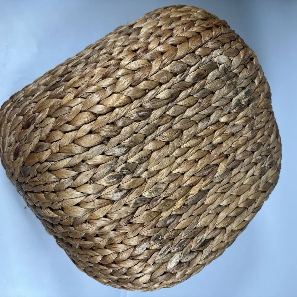Large Woven Water Hyacinth Storage Basket Handles Scoop Front 17x14x14 Rustic